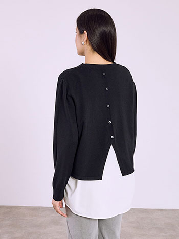 Πουλόβερ με άνοιγμα πίσω σε μαύρο