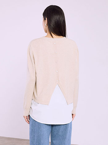 Sweater with back slit in beige