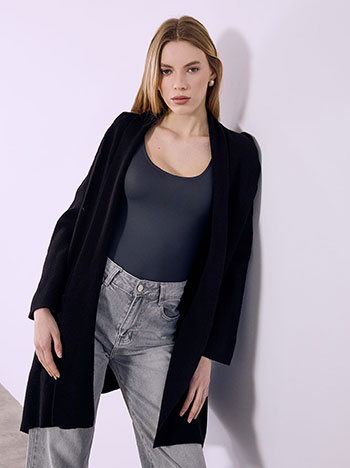 Cardigan knitted with pockets in black