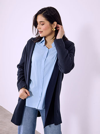 Ζακέτα με strass στο μανίκι σε σκούρο μπλε