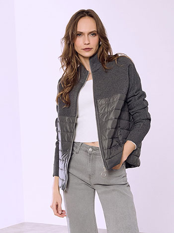 Cardigan with quilted detail in dark grey