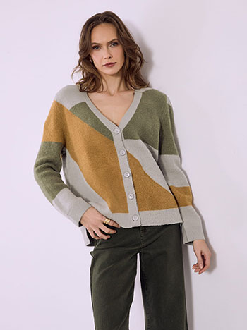 Cardigan fluffy printed in grey