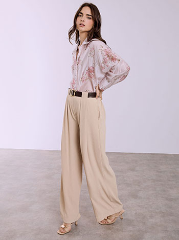 Παντελόνι με ανάγλυφο ύφασμα σε μπεζ