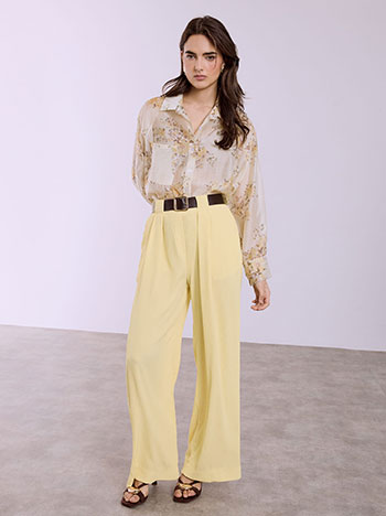 Παντελόνι με ανάγλυφο ύφασμα σε κίτρινο