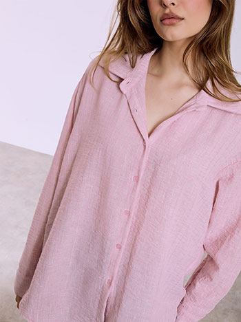 Πουκάμισο με μεταλλιζέ ρίγες σε ροζ