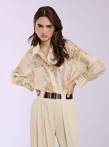Shirt striped with flowers in yellow