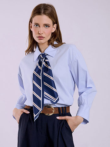 Shirt with scarf in sky blue