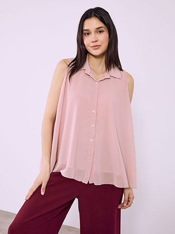 Πουκάμισο αμάνικο με διαφάνεια σε σάπιο μήλο