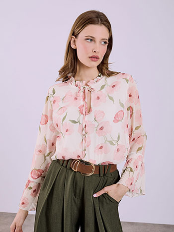 Μπλούζα φλοράλ σε ροζ