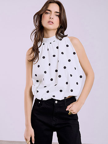 Μπλούζα πουά σε λευκό