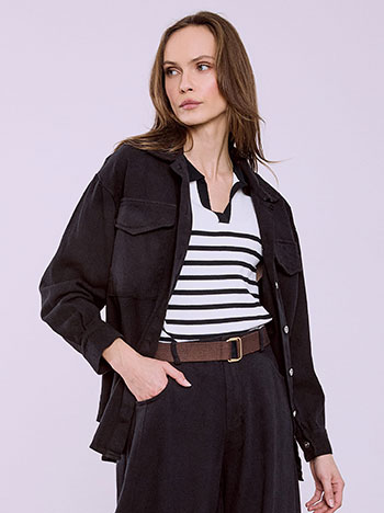 Μπουφάν τζιν βαμβακερό σε μαύρο