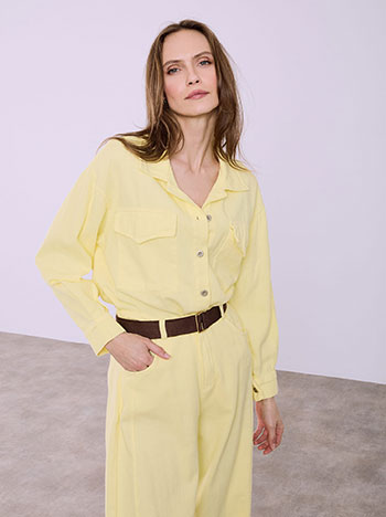 Μπουφάν τζιν βαμβακερό σε κίτρινο