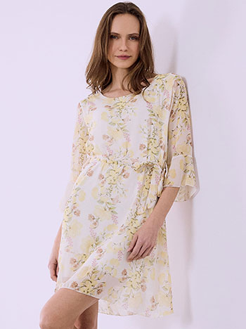 Mini floral dress in yellow