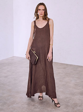 Oversized maxi dress in brown
