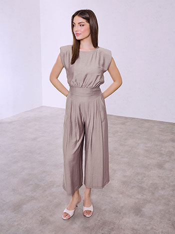 Wide leg trousers with viscose in light brown