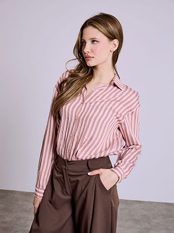 Πουκάμισο με ρίγες σε ροζ