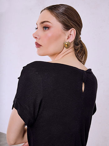 Μπλούζα με ντραπέ λαιμόκοψη σε μαύρο