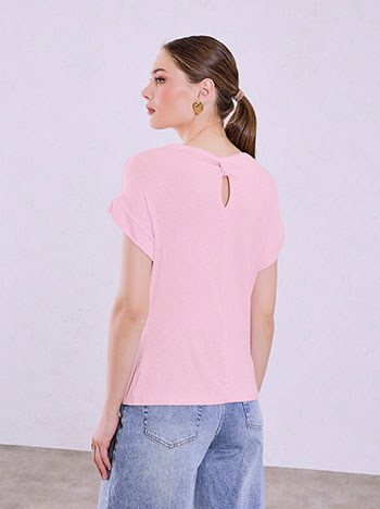 Μπλούζα με ντραπέ λαιμόκοψη σε ροζ