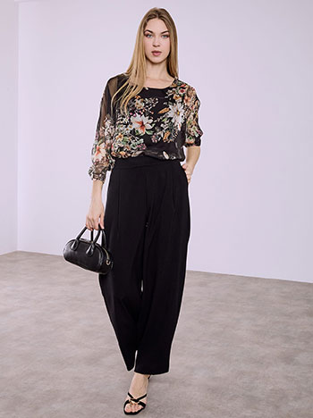 Μπλούζα φλοράλ σε μαύρο