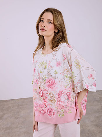 Oversized floral top in pink