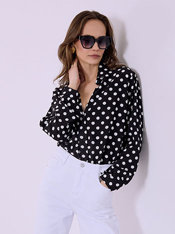 Shirt polka dot viscose in black