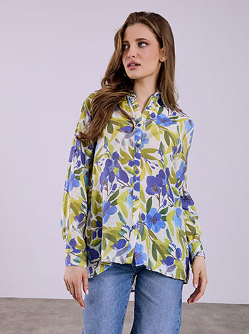Πουκάμισο floral σε μπλε