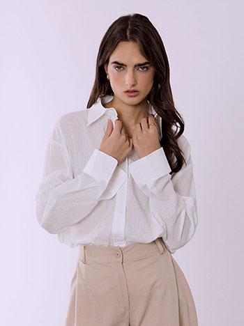 Πουκάμισο ριγέ από βαμβάκι σε λευκό