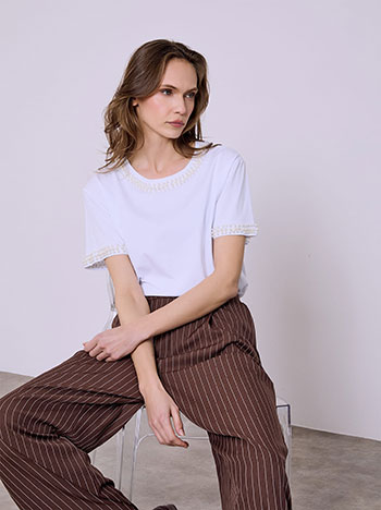 Top with pearls in white