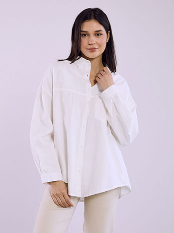 Shirt cotton denim like in white