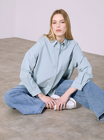 Πουκάμισο denim oversized σε μπλε ανοιχτό