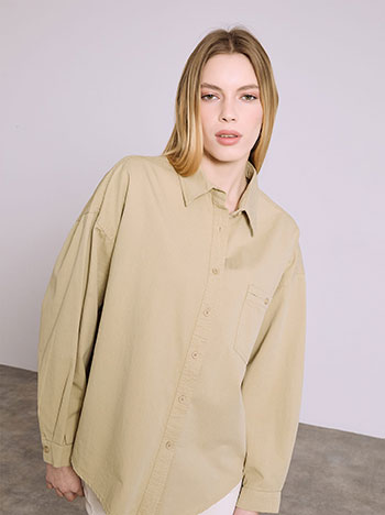 Shirt denim oversized in beige