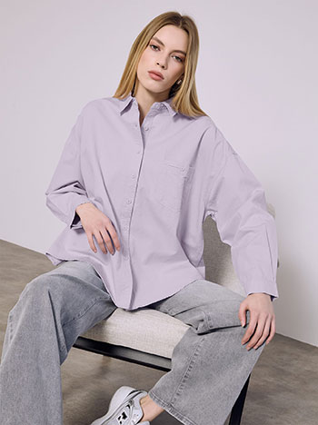 Πουκάμισο denim oversized σε μωβ ανοιχτό