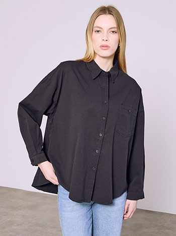 Πουκάμισο denim oversized σε σκούρο μπλε