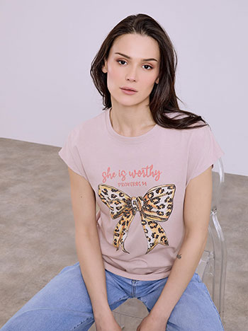 Μπλούζα με τύπωμα φιόγκο σε μωβ