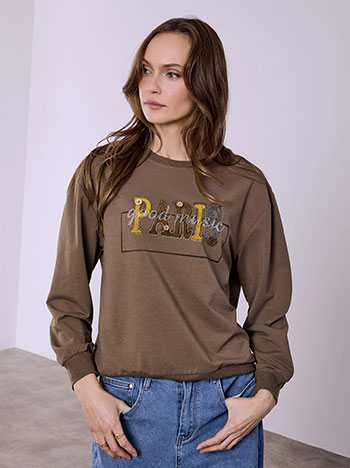 Top Paris with strass in brown