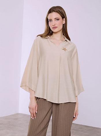 Μπλούζα με αποσπώμενη καρφίτσα σε μπεζ