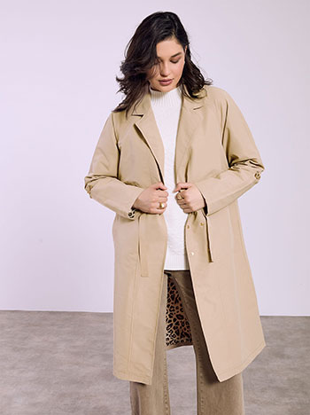 Καπαρντίνα μονόχρωμη σε μπεζ