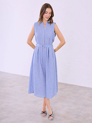 Φόρεμα με ανάγλυφα κουμπιά σε μπλε ραφ