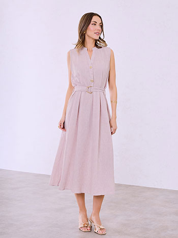 Φόρεμα με ανάγλυφα κουμπιά σε μωβ ανοιχτό