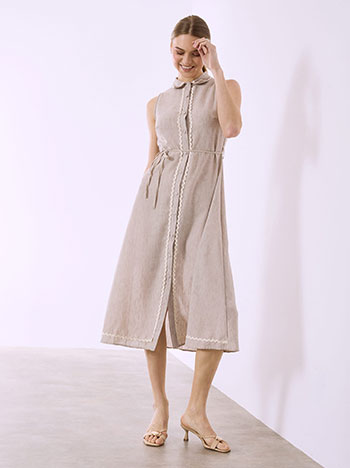 Shirtdress with linen in beige