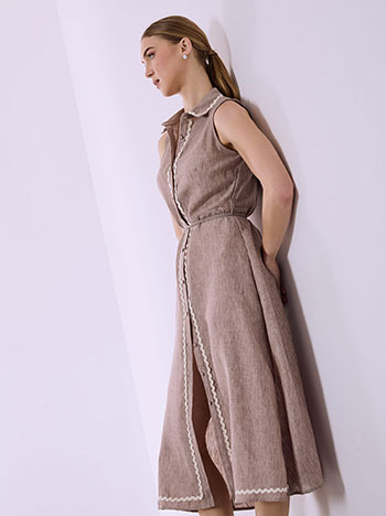 Shirtdress with linen in light brown