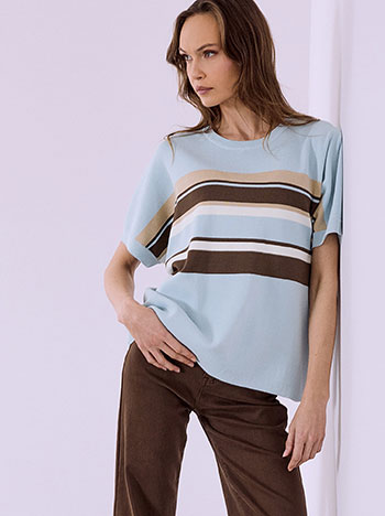 Μπλούζα με ρίγες σε σιέλ