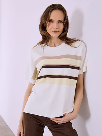 Top with stripes in off white