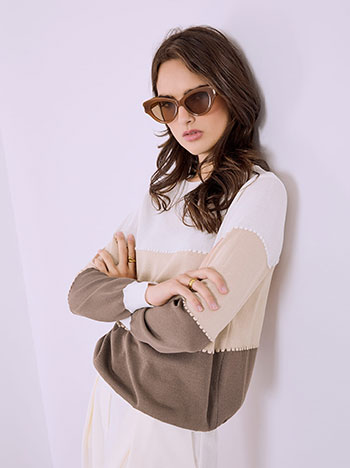 Top with textured details in light brown