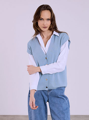 Γιλέκο μονόχρωμο σε μπλε ραφ