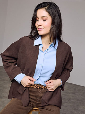 Ζακέτα μονόχρωμη σε καφέ