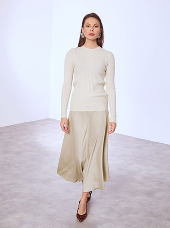 Skirt midi satin in beige