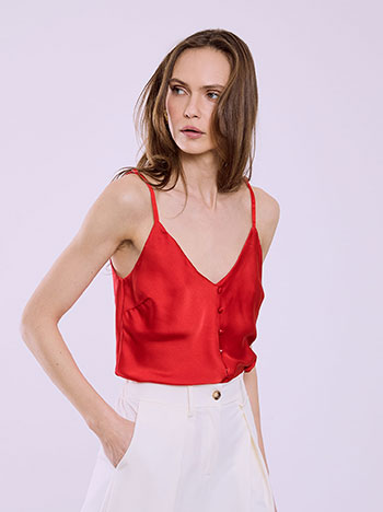 Lingerie with decorative buttons in red