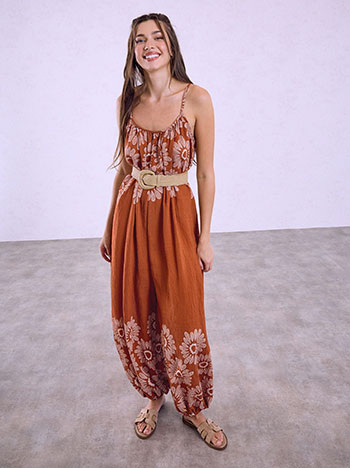 Printed jumpsuit in terracota