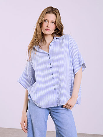 Striped oversized shirt in sky blue